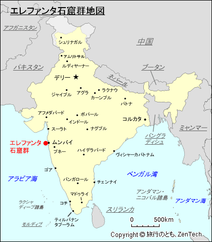 エレファンタ石窟群地図