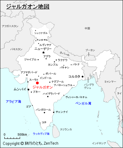インドにおけるジャルガオン地図