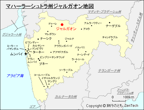 マハーラーシュトラ州ジャルガオン地図