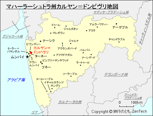 マハーラーシュトラ州カルヤン＝ドンビヴリ地図