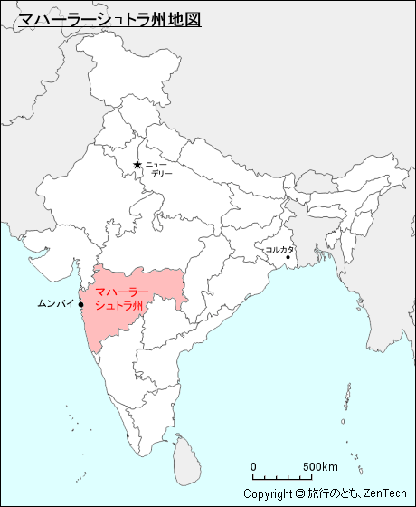 インドにおけるマハーラーシュトラ州地図