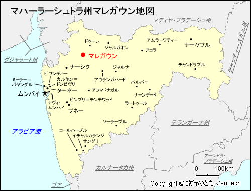 マハーラーシュトラ州マレガウン地図