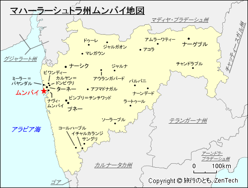 マハーラーシュトラ州ムンバイ地図