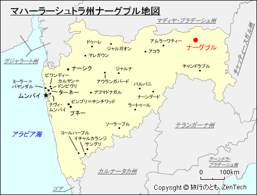 マハーラーシュトラ州ナーグプル地図