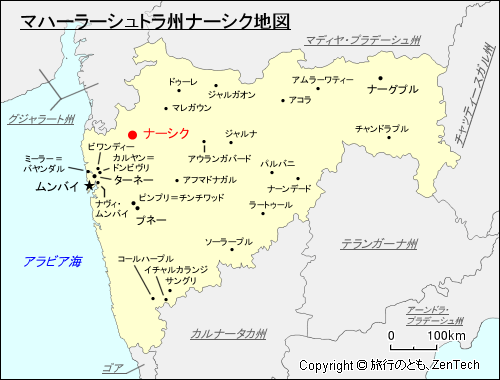 マハーラーシュトラ州ナーシク地図