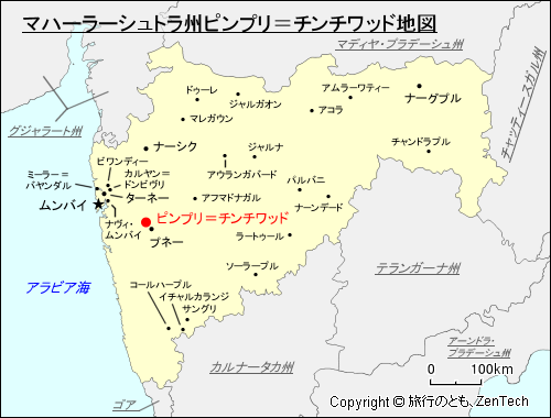 マハーラーシュトラ州ピンプリ＝チンチワッド地図