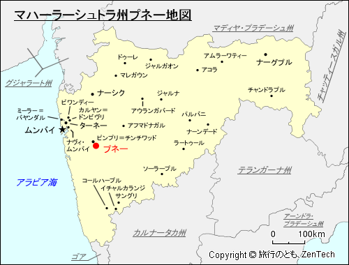 マハーラーシュトラ州プネー地図