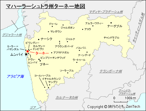 マハーラーシュトラ州ターネー地図