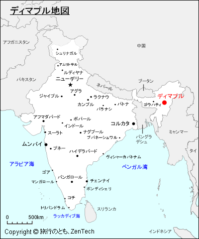 インドにおけるディマプル地図