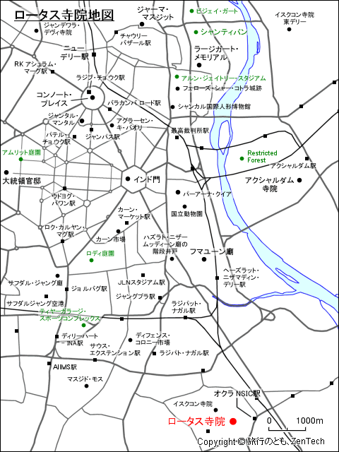 ニューデリー ロータス寺院地図