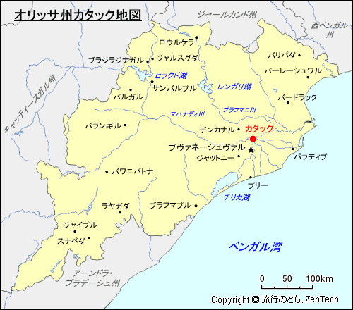 オリッサ州カタック地図