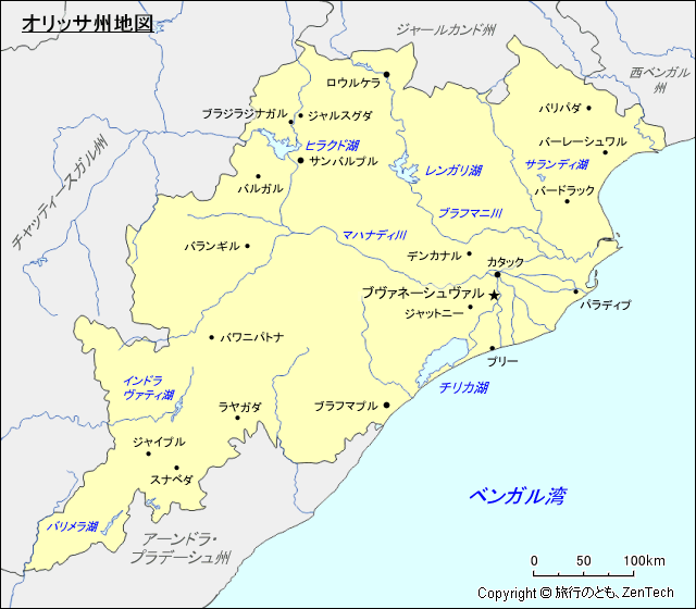 オリッサ州地図