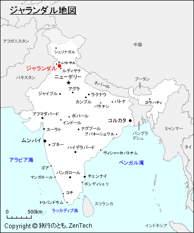 インドにおけるジャランダル地図