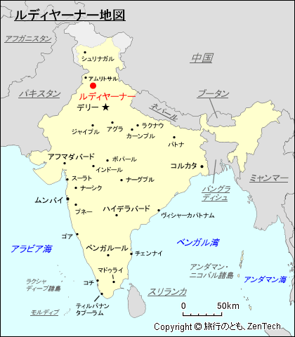 ルディヤーナー地図