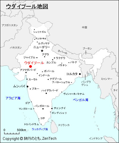 ウダイプール地図