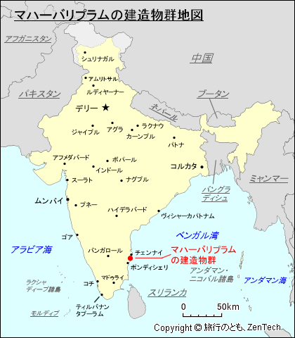 マハーバリプラムの建造物群地図
