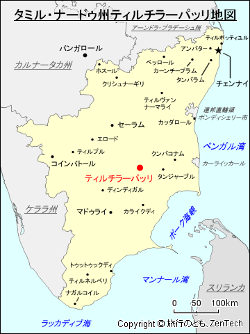 タミル・ナードゥ州ティルチラーパッリ地図
