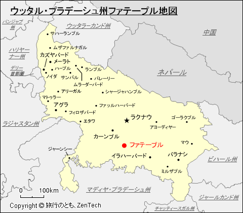 ウッタル・プラデーシュ州ファテープル地図