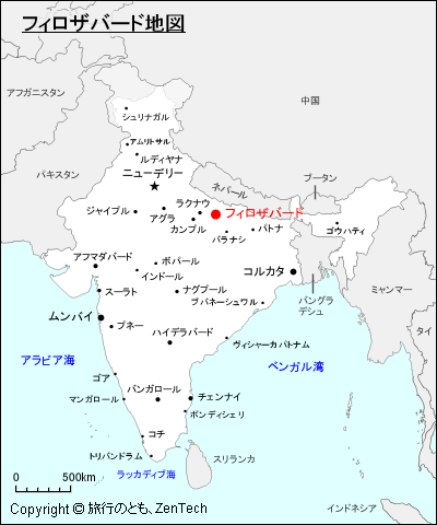 インドにおけるフィロザバード地図