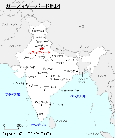 インドにおけるガーズィヤーバード地図