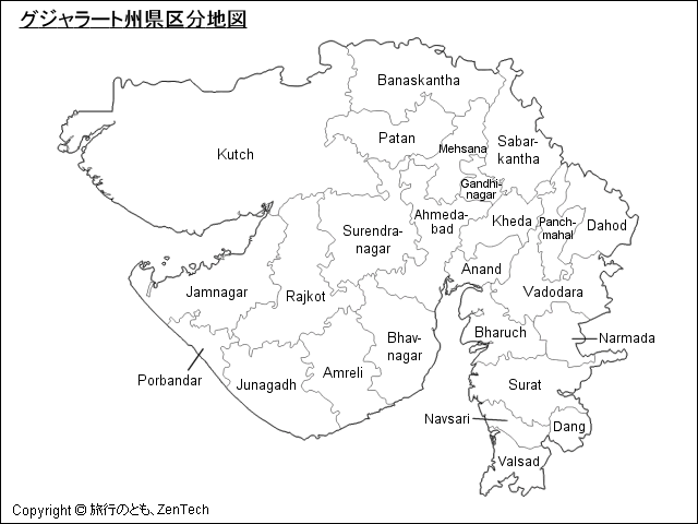 グジャラート州県区分地図