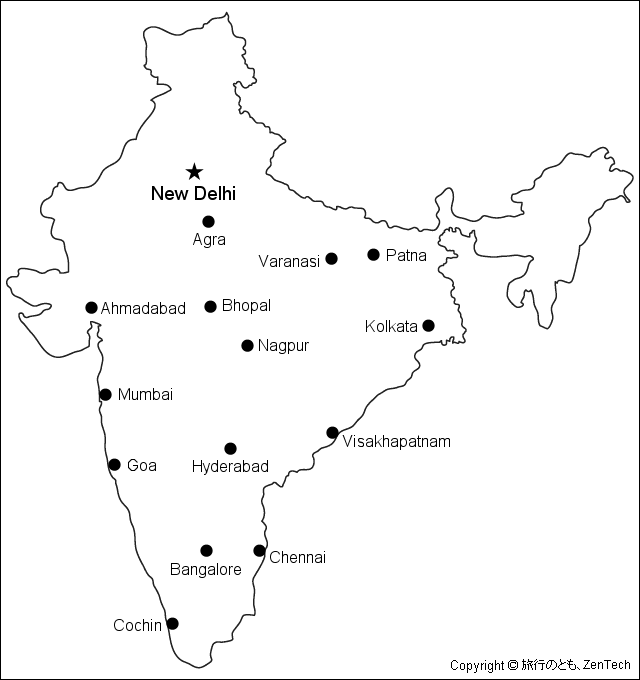 インド白地図 旅行のとも Zentech