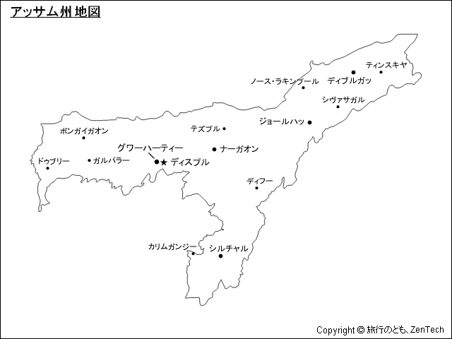 アッサム州地図