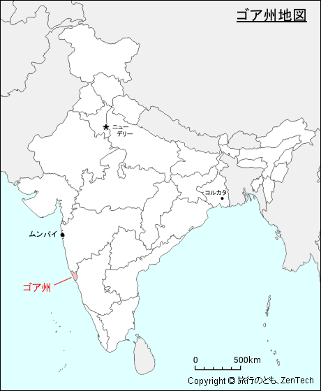 インドにおけるゴア州地図