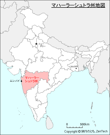 インドにおけるマハーラーシュトラ州地図