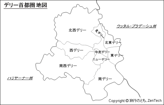 デリー首都圏行政区分地図