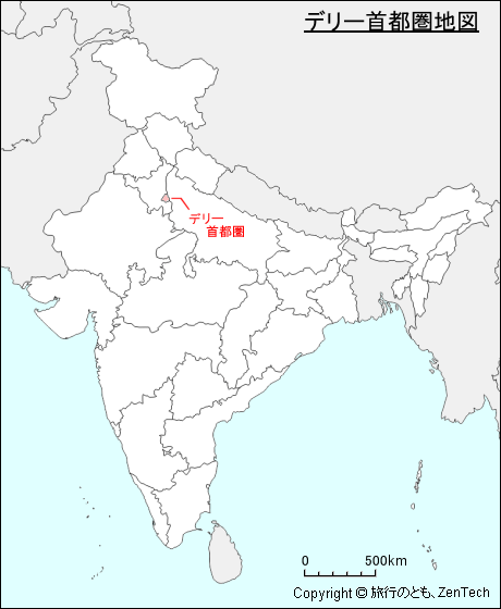 インドにおけるデリー首都圏地図