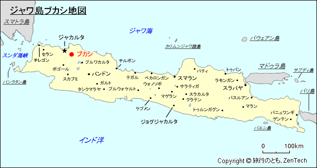 ジャワ島ブカシ地図