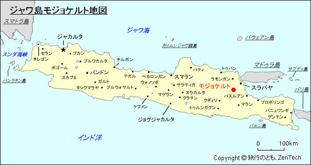 ジャワ島モジョケルト地図