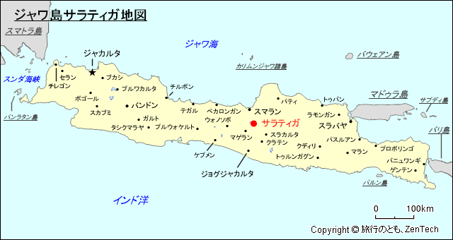 ジャワ島サラティガ地図