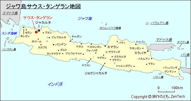 ジャワ島サウス・タンゲラン地図