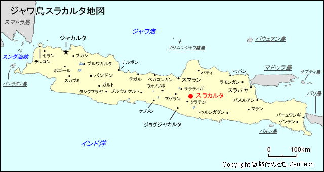 ジャワ島スラカルタ地図