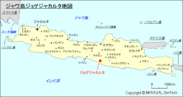 ジャワ島ジョグジャカルタ地図