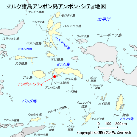 マルク諸島アンボン島アンボン・シティ地図