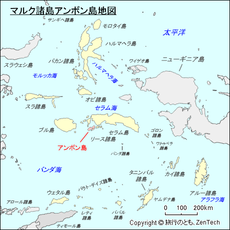 マルク諸島アンボン島地図