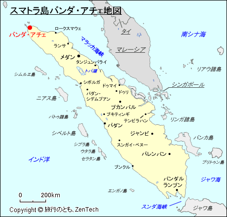 スマトラ島バンダ・アチェ地図