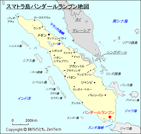 スマトラ島バンダールランプン地図