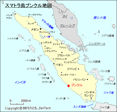 スマトラ島ブンクル地図