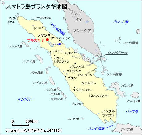 スマトラ島ブラスタギ地図