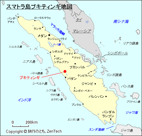 スマトラ島ブキティンギ地図