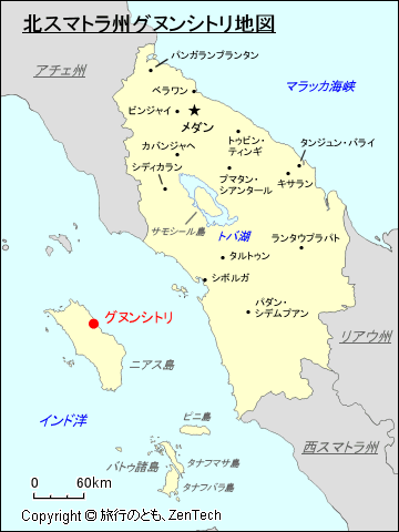 北スマトラ州グヌンシトリ地図