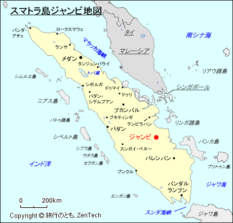 スマトラ島ジャンビ地図
