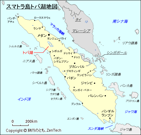 スマトラ島トバ湖地図