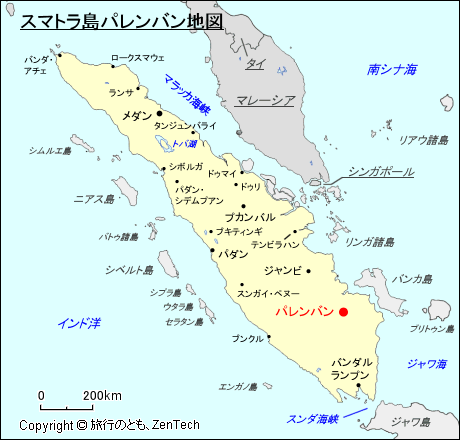 スマトラ島パレンバン地図