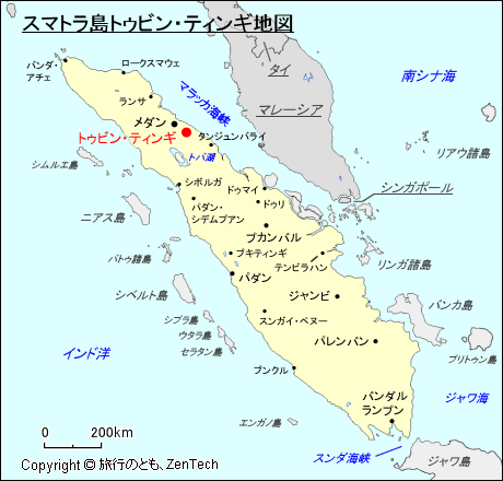 スマトラ島トゥビン・ティンギ地図
