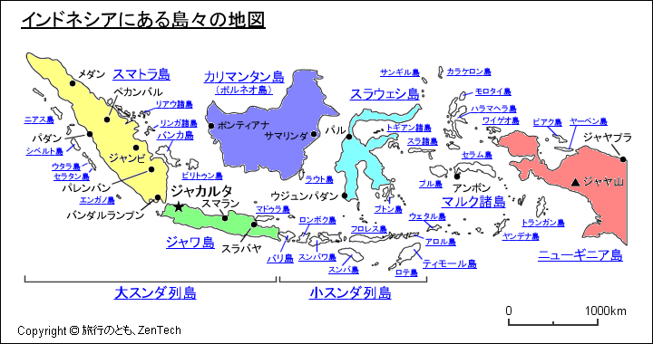 インドネシアにある島々の地図